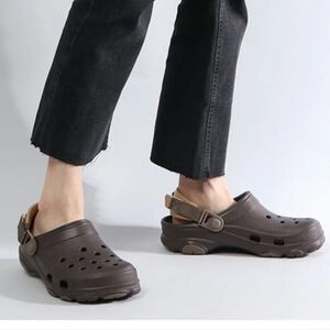 CROCS Black and Tan Comfort Clogs